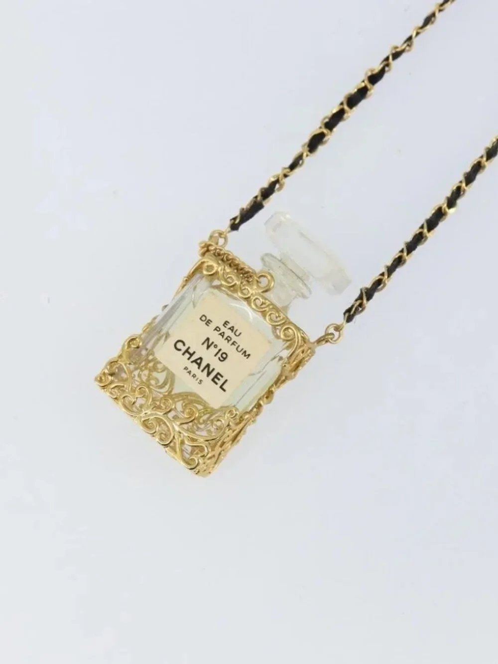 CHANEL Perfume Necklace metal Gold CC Auth mr1750